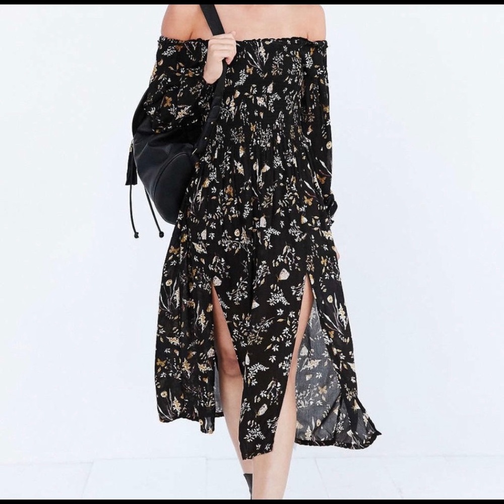 Floral off the shoulder boho dress UO